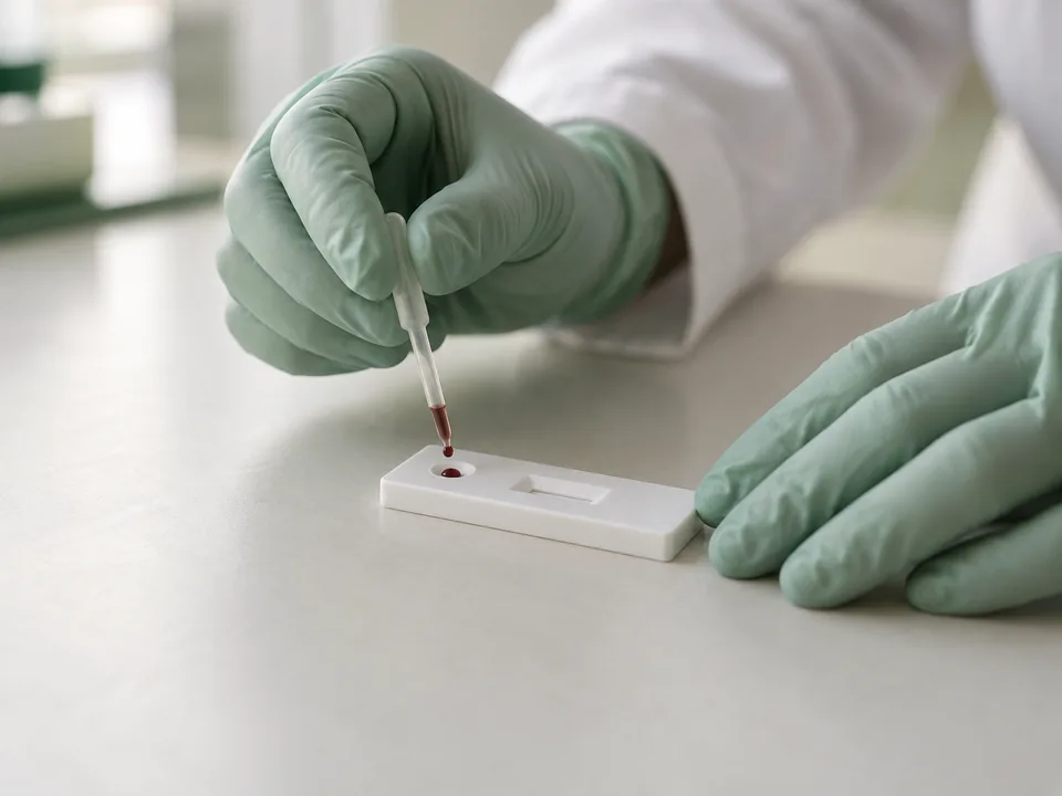 Illustrative image of a malaria rapid diagnostic test in a laboratory